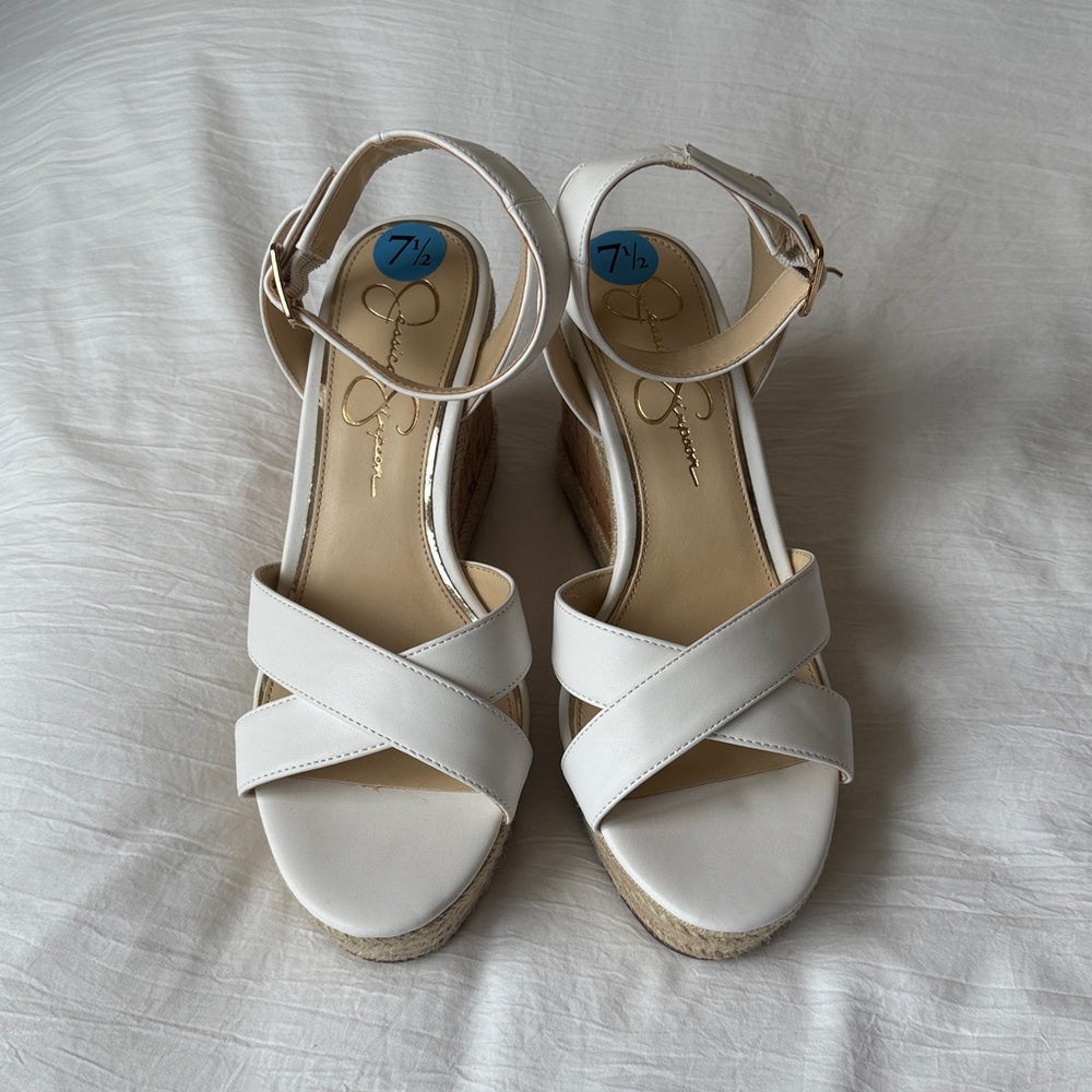 Jessica Simpson Cream Wedge Sandals